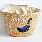 ANIMAL PRINTS STRAW BEACH HANDBAG