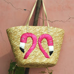 ANIMAL PRINTS STRAW BEACH HANDBAG