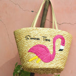 ANIMAL PRINTS STRAW BEACH HANDBAG
