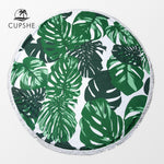 GREEN AND WHITE LEAF BEACH TOWEL